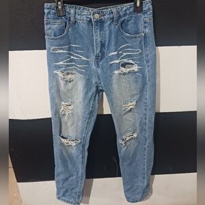 Boy Light Blue Washed Destroyed Denim Jeans